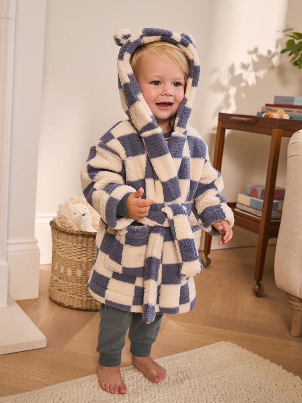 Blue/Ecru Checkerboard Robe (9mths-12yrs)
