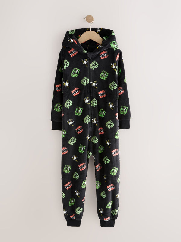 Black Minecraft Fleece License All-In-One (4-16yrs)