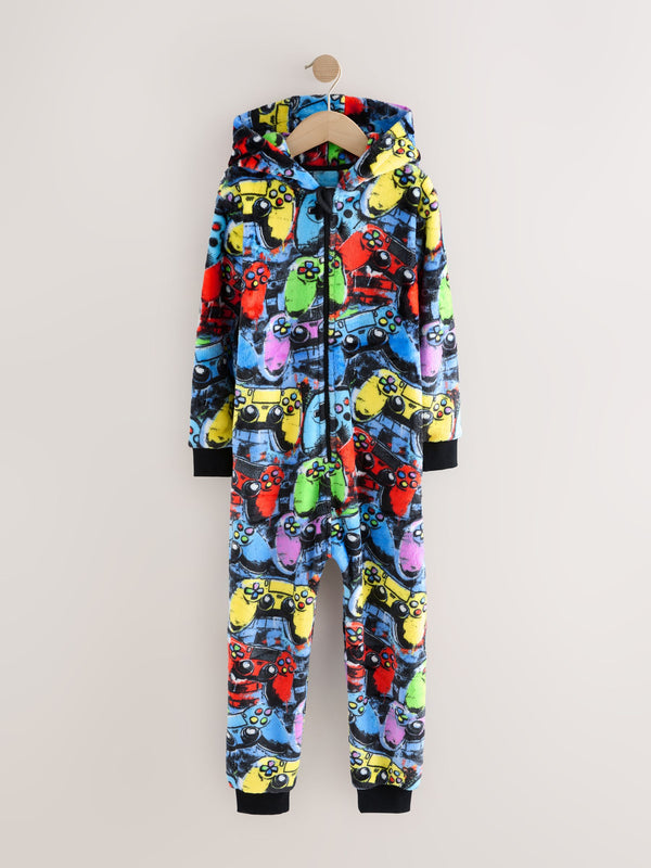 Multi Bright Gamer Fleece All-In-One (3-16yrs)
