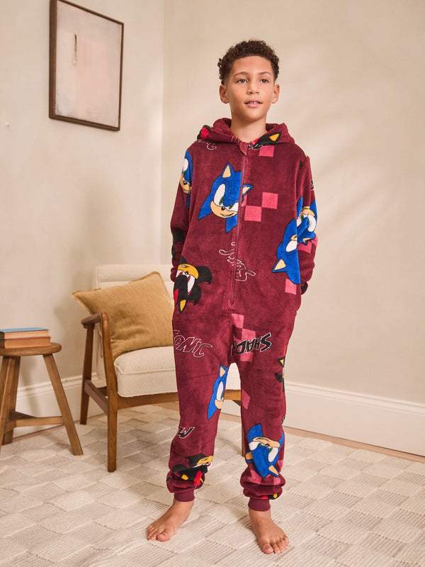 Dark Red Sonic Fleece License All-In-One (3-16yrs)