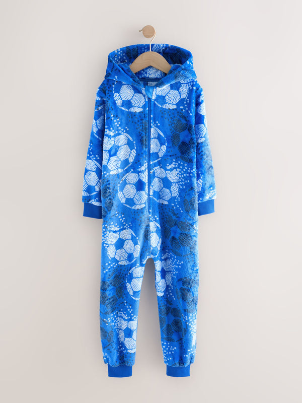 Blue Football Fleece All-In-One (3-16yrs)