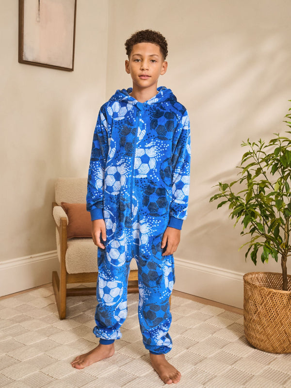 Blue Football Fleece All-In-One (3-16yrs)
