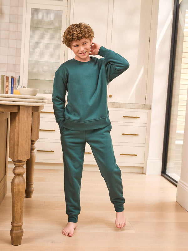 Teal Blue Single Cosy Fleece Pyjamas (3-16yrs)