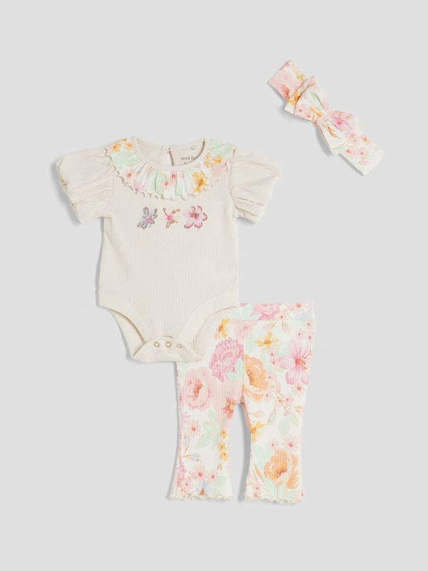River Island Cream Floral Print Top and Leggings Set