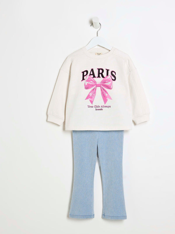 River Island Cream Bow Sweater Set