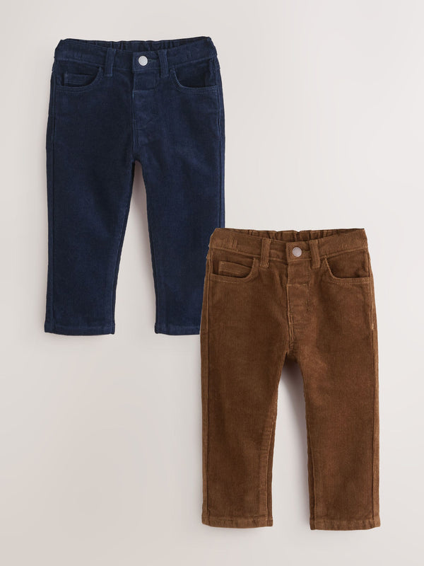 Navy/Tan Brown Corduroy Trousers 2 Pack (3mths-7yrs)