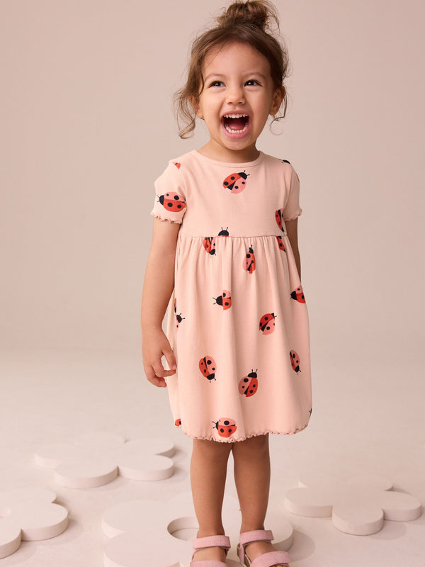 Ladybird Pink Short Sleeve Jersey Summer Dress (3mths-7yrs)