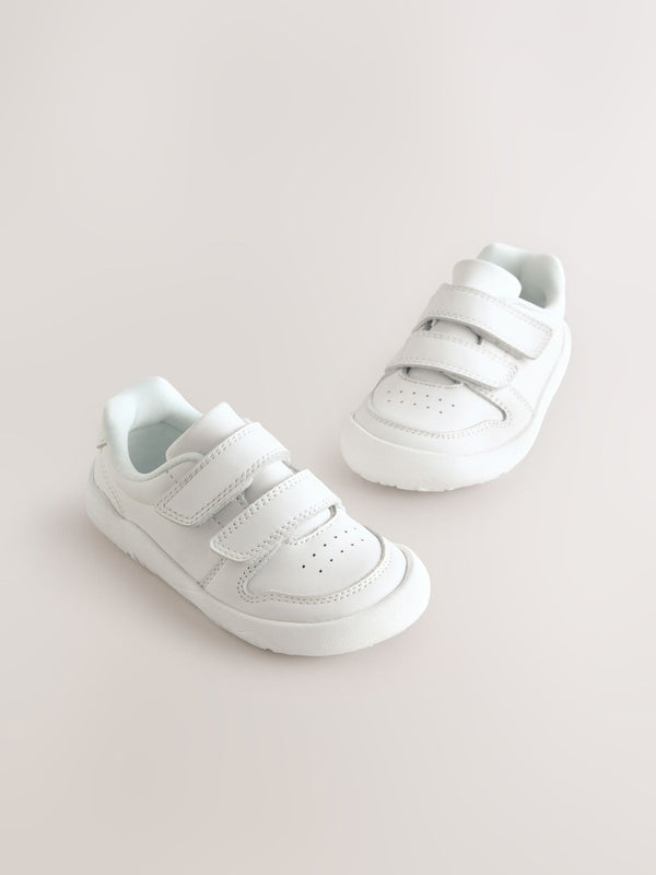 White Barefoot Leather Touch Fastening Trainers