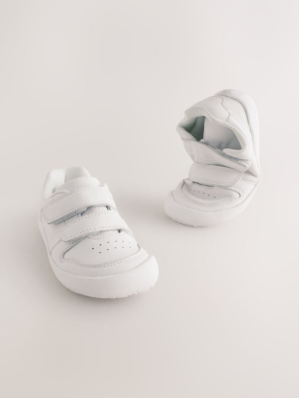 White Barefoot Leather Touch Fastening Trainers