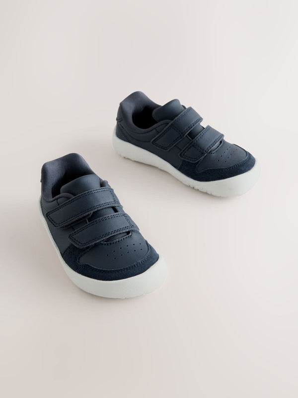 Navy Barefoot Leather Touch Fastening Trainers