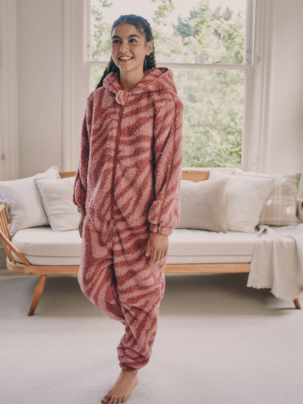 Pink Zebra Print Fleece All-In-One (1.5-16yrs)