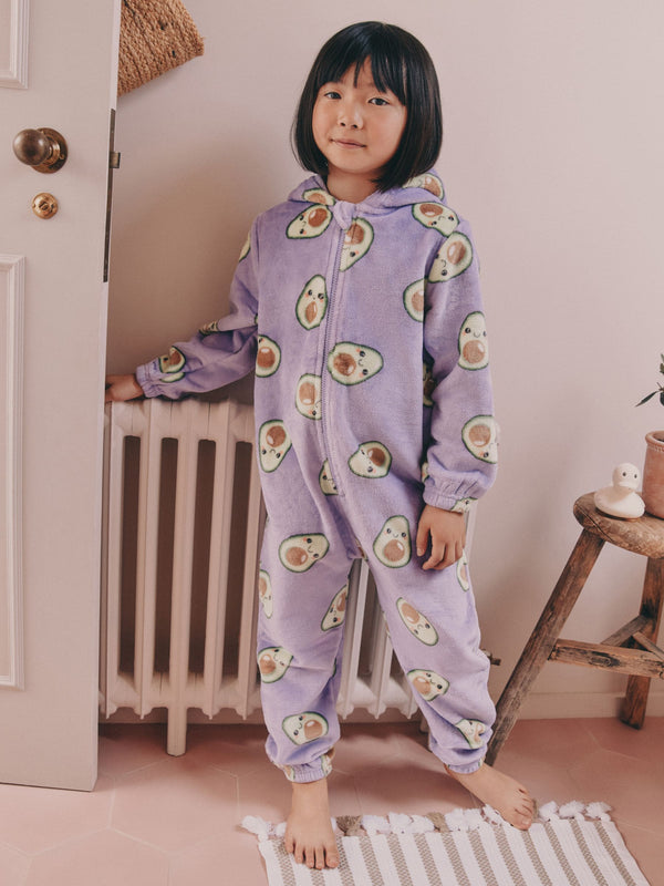 Purple Avocado Print Fleece All-In-One (1.5-16yrs)