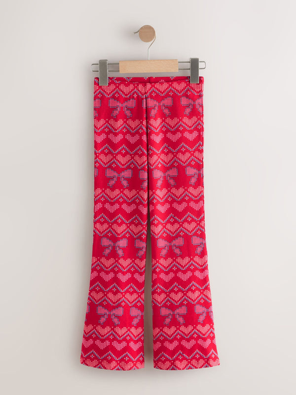 Red Christmas Bow Flare Leggings (3-16yrs)