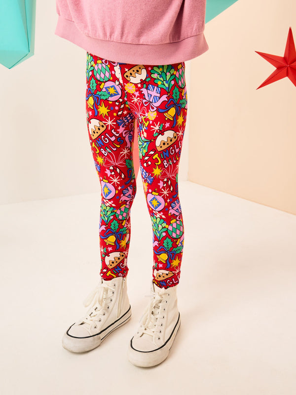 Red Christmas Animal Star Leggings (3-16yrs)