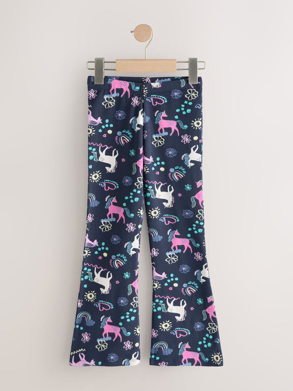 Navy Unicorn Flare Leggings (3-16yrs)