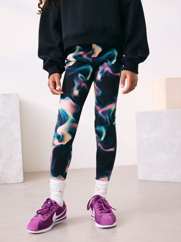 Black/Purple Swirl Leggings (3-16yrs)