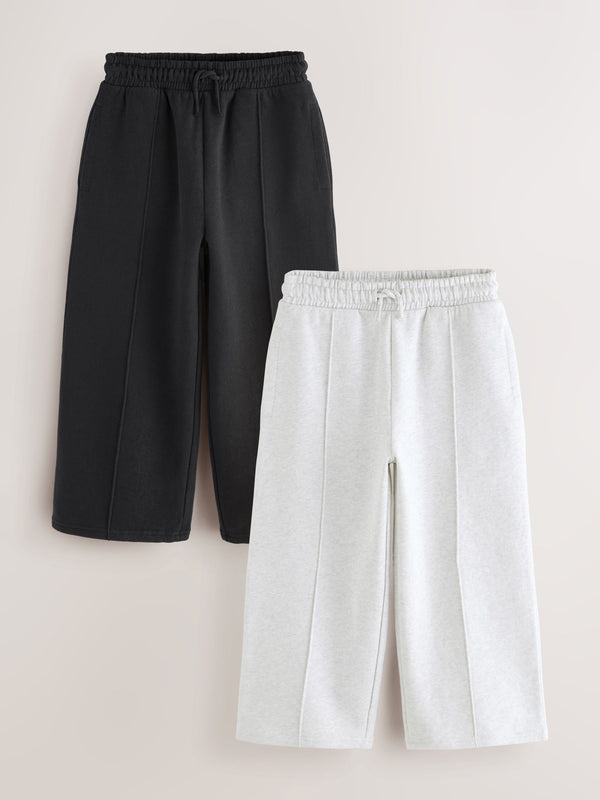 Black/Grey Wide Leg Joggers 2 Pack (3-16yrs)