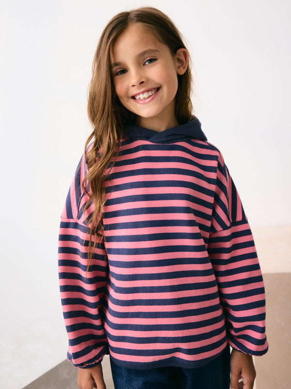 Pink/Navy Blue Stripe Hoodie (3-16yrs)
