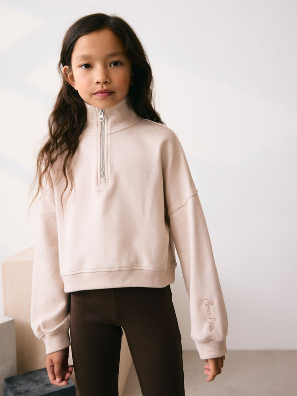 Neutral Zip Neck Sweatshirt (3-16yrs)