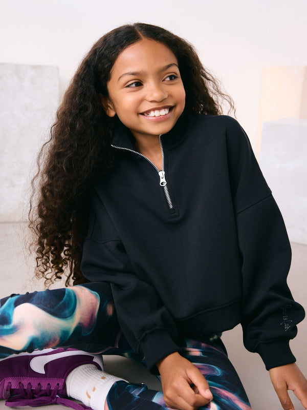 Black Zip Neck Sweatshirt (3-16yrs)