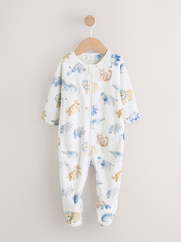 Ecru Safari Fleece Baby Sleepsuit