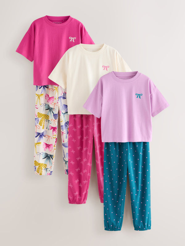 Bows Bright Joggers Pyjamas 3 Pack (3-16yrs)