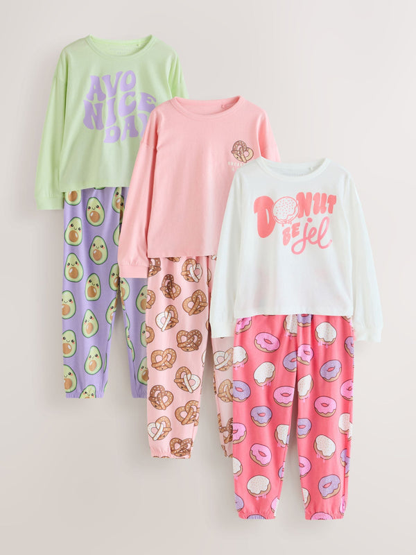 Avocado Slogan Print Joggers Pyjamas 3 Pack (3-16yrs)