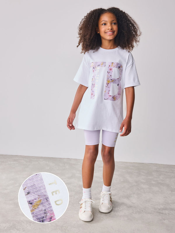 Baker by Ted Baker 2 Piece Graphic Oversized T-Shirt and Cycling Shorts Set