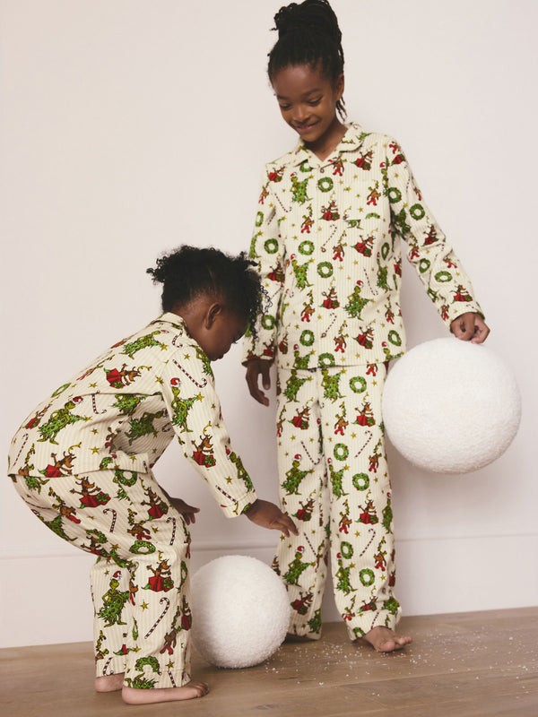 Neutral Grinch Single Button Through Xmas Pyjamas (9mths-16yrs)