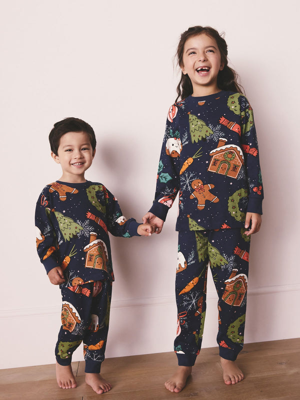 Navy Festive Food Family Xmas Pyjamas (9mths-16yrs)