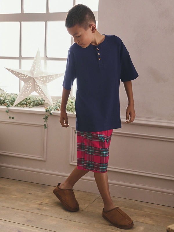 Red Tartan Matching Family Christmas Short Pyjamas (5-16yrs)