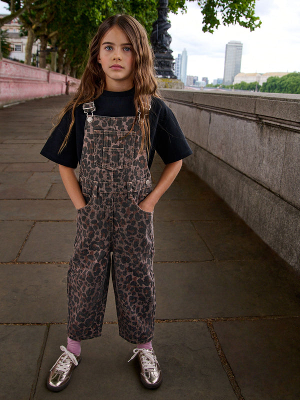 Chocolate Brown Animal Print Dungaree (3-16yrs)