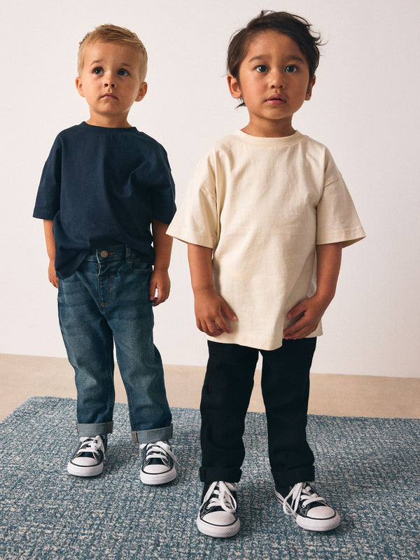 Mid Blue/Black Denim 2 Pack Regular Fit Comfort Stretch Jeans (3mths-7yrs)