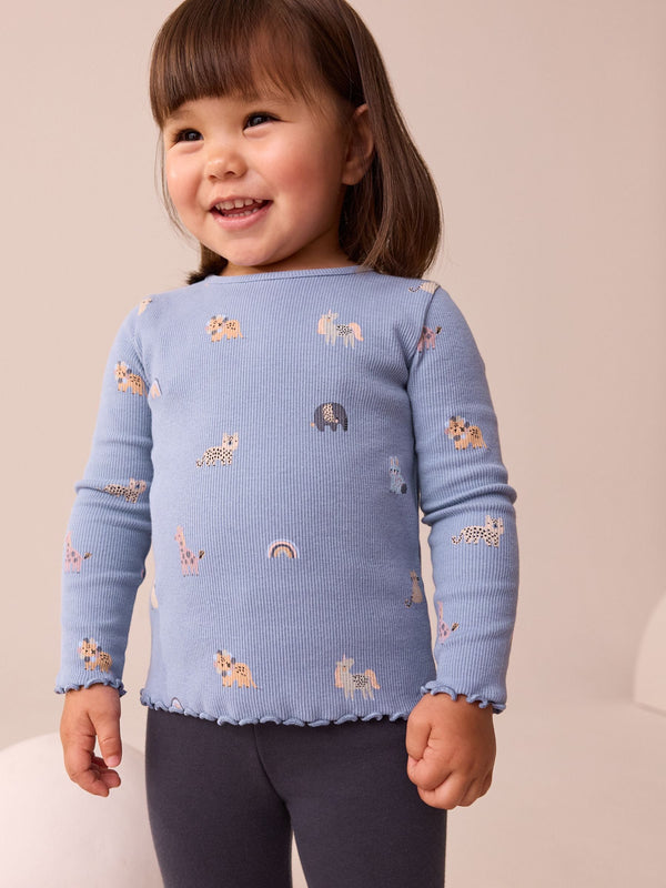 Blue Rib Long Sleeve T-Shirt (3mths-7yrs)