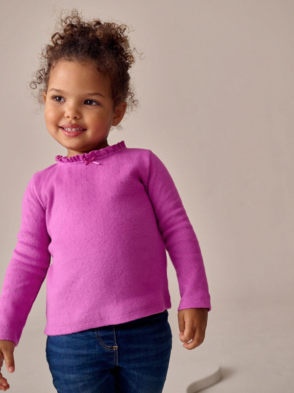 Purple Long Sleeve Pointelle T-Shirt (3mths-7yrs)