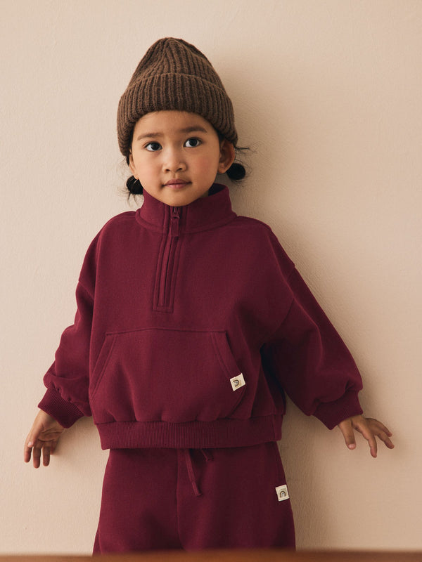 Burgundy Red Quarter Zip Sweatshirt (3mths-7yrs)