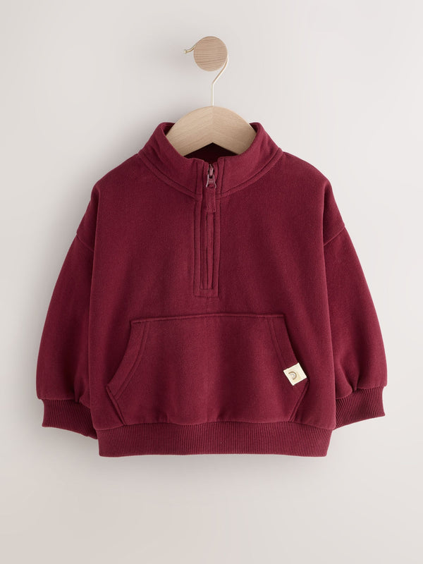 Burgundy Red Half Zip Sweatshirt (3mths-7yrs)