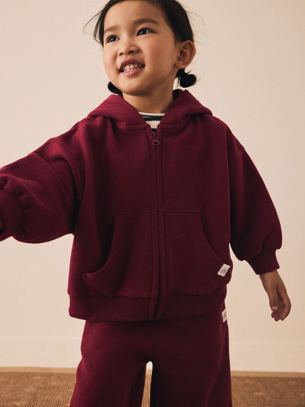 Burgundy Red Zip Through Hoodie (3mths-7yrs)