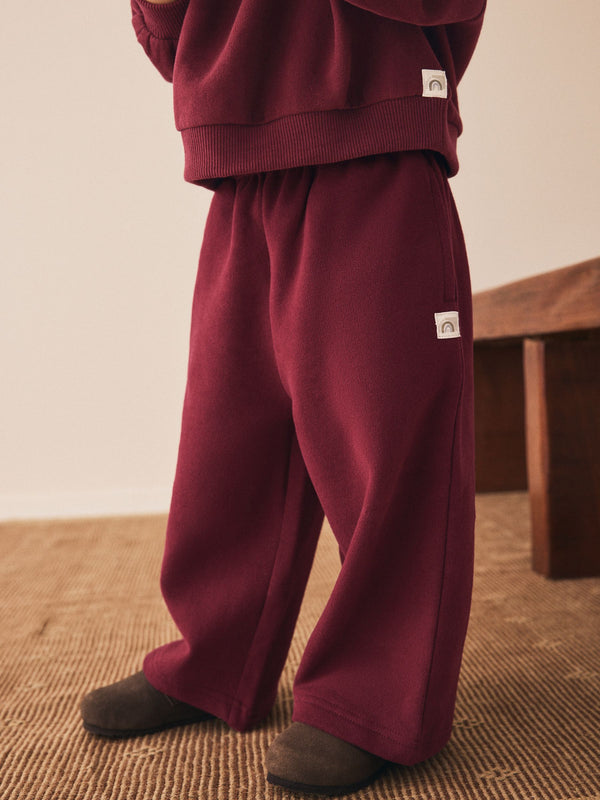 Burgundy Red Wide Leg Sweat Joggers (3mths-7yrs)