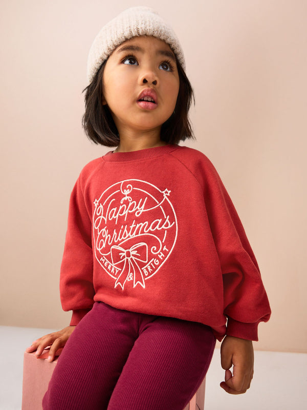 Burgundy Red Happy Christmas Crew Neck Sweatshirt (3mths-7yrs)