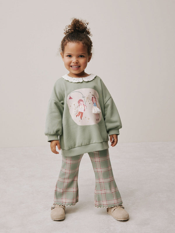 Green Fairy Collared Sweatshirt & Flare Leggings Set (3mths-7yrs)