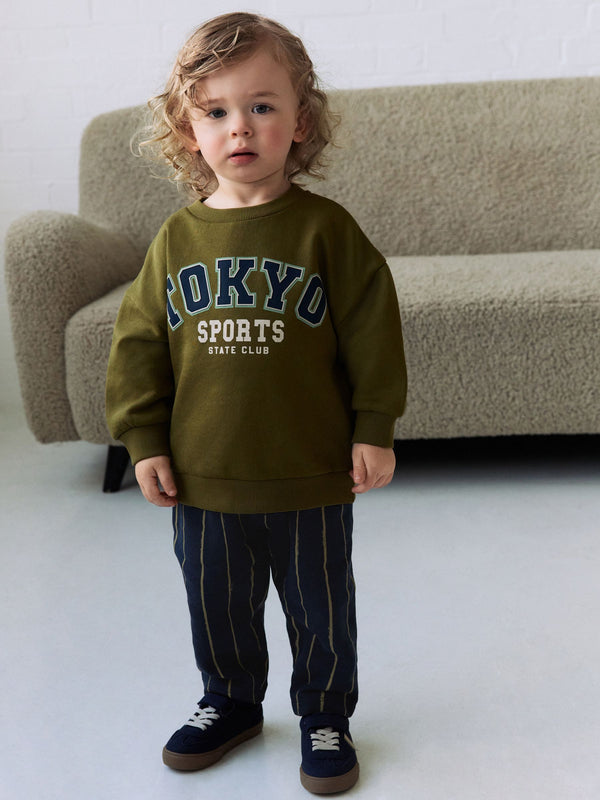Khaki Green Tokyo Long Sleeve Top And Joggers Set (3mths-7yrs)