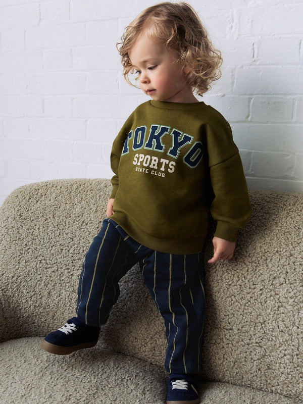 Khaki Green Tokyo Long Sleeve Top And Joggers Set (3mths-7yrs)