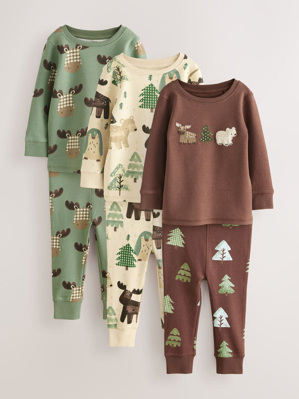 Teal/Ecru Animal Snuggle Pyjamas 3 Pack (9mths-8yrs)