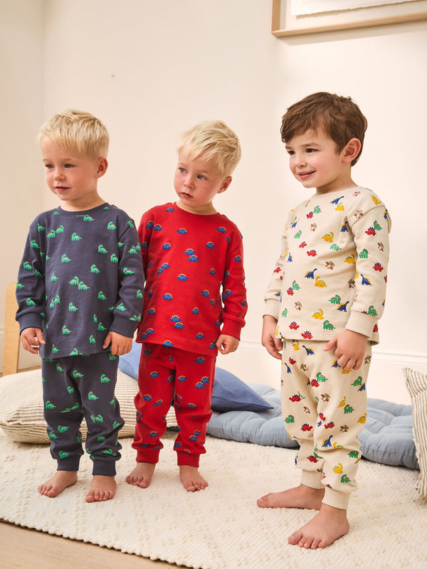 Blue/Red/Cream Snuggle Pyjamas 3 Pack (9mths-10yrs)