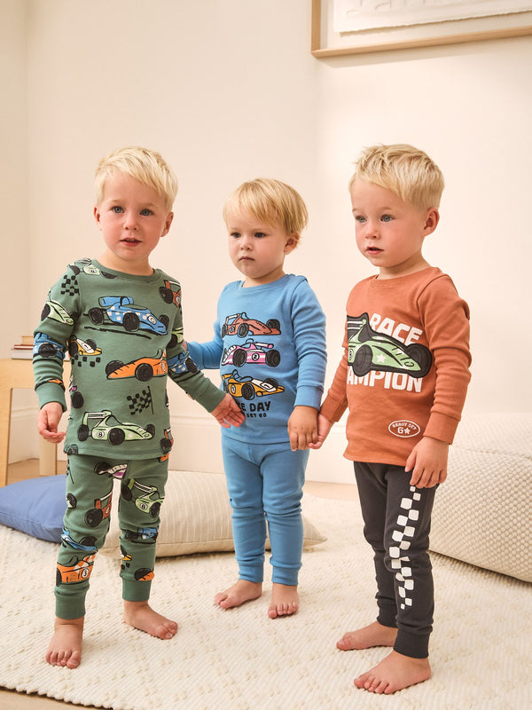 Blue/Green Mini Snuggle Pyjamas 3 Pack (9mths-10yrs)