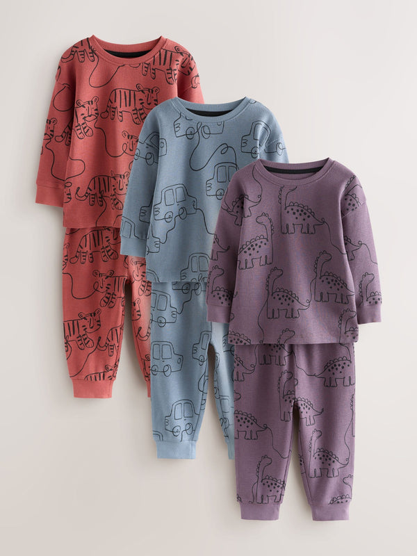 Red/Blue/Purple Oversized fit Pyjamas 3 Pack (9mths-10yrs)