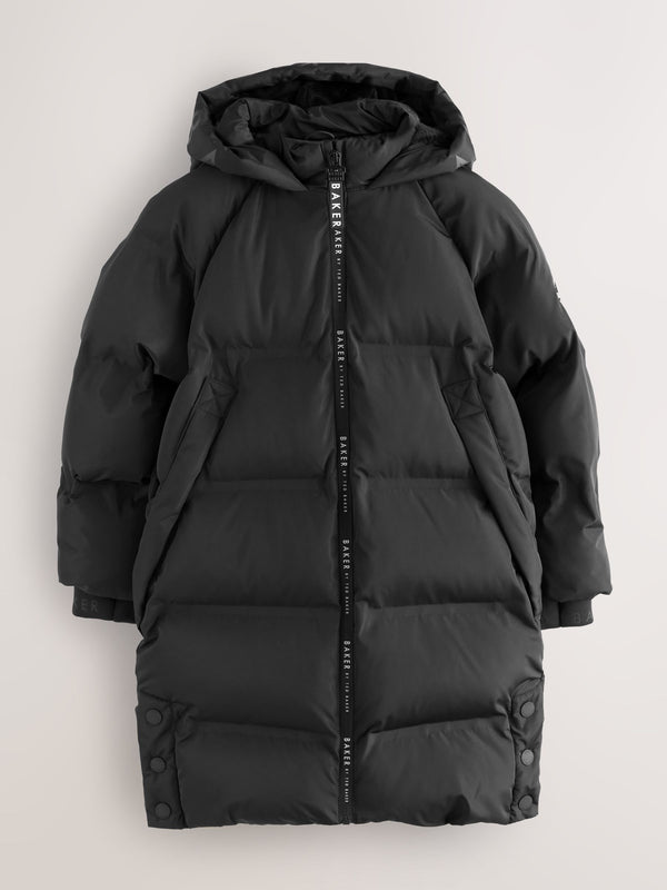 Baker by Ted Baker Shower Resistant Heat Seal Longline Padded Black Coat
