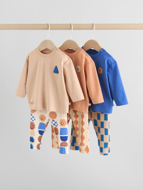 Blue Shapes Tops and Leggings 6 Piece Baby Set (0mths-3yrs)