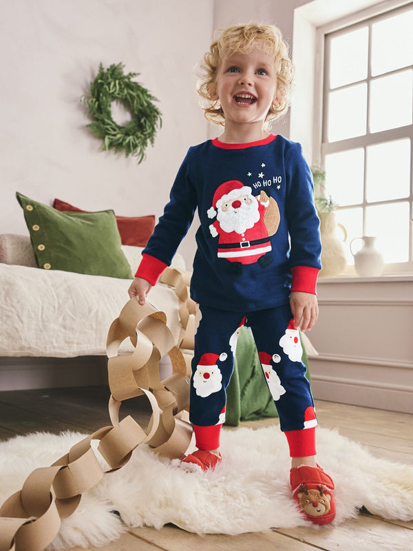 Navy Single Snuggle Xmas Pyjamas (9mths-12yrs)